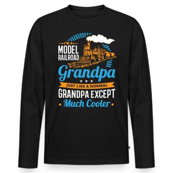 Railway Ladder, Railway Railfan - Men's Premium Organic Long Sleeve Shirt - black - Front - Nico (187cm)