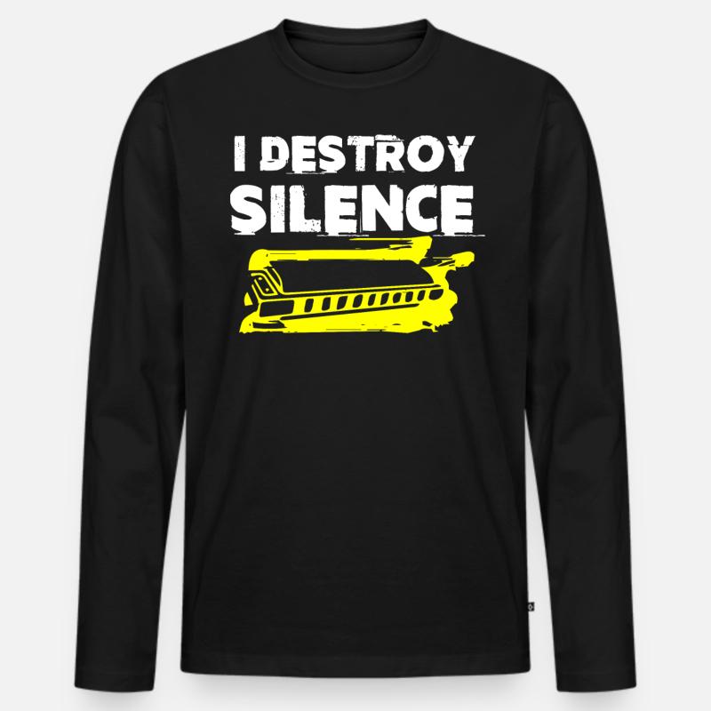 Harmonica player, Harmonica music - Men's Premium Organic Long Sleeve Shirt - black