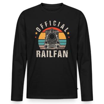Ventilateur de chemin de fer, locomotive, conducteur de chemin de fer - T-shirt manches longues Premium bio Homme - noir - Devant - Nico (187cm)