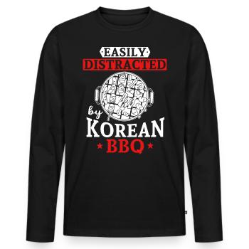 Korean BBQ, Korean - Men's Premium Organic Long Sleeve Shirt - black - Front - Nico (187cm)