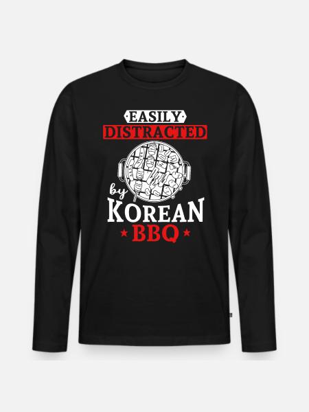Korean BBQ, Korean - Men's Premium Organic Long Sleeve Shirt - black