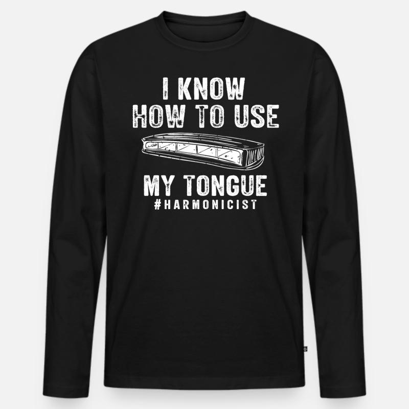 Harmonica player, Unny harmonica - Men's Premium Organic Long Sleeve Shirt - black