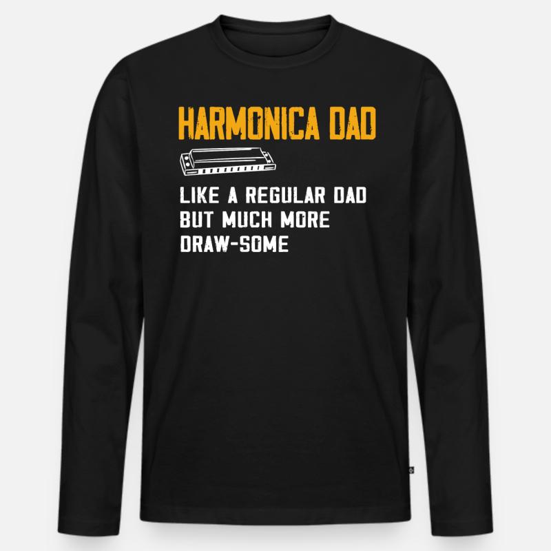 Harmonica player, Unny harmonica - Men's Premium Organic Long Sleeve Shirt - black