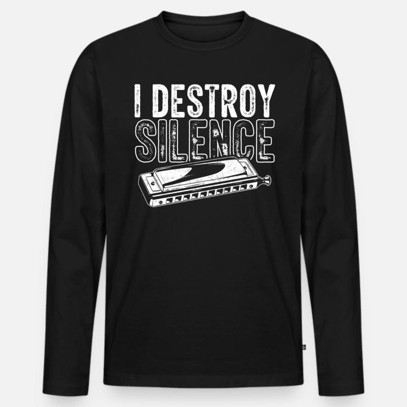Harmonica player, Unny harmonica - Men's Premium Organic Long Sleeve Shirt - black