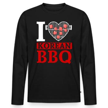 Korean BBQ, Korean - Men's Premium Organic Long Sleeve Shirt - black - Front - Nico (187cm)