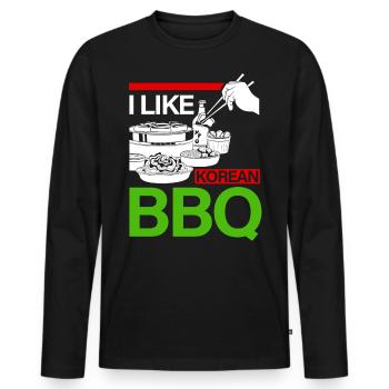 Korean BBQ, Korean - Men's Premium Organic Long Sleeve Shirt - black - Front - Nico (187cm)
