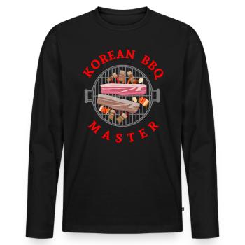 Korean BBQ, Korean - Men's Premium Organic Long Sleeve Shirt - black - Front - Nico (187cm)