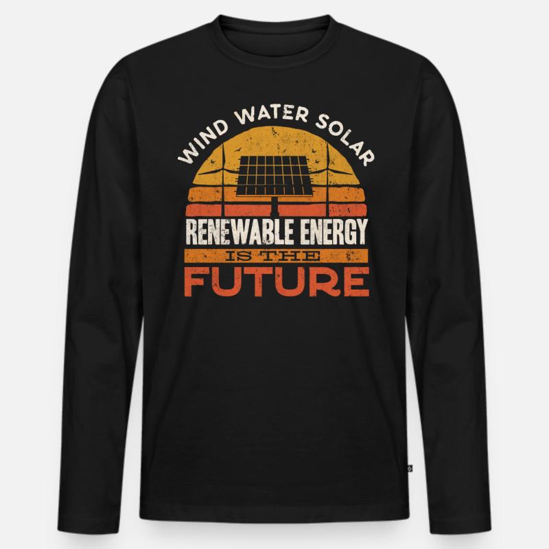 Solarenergie, Erneuerbare Energie - Männer Premium Bio Langarmshirt - Schwarz