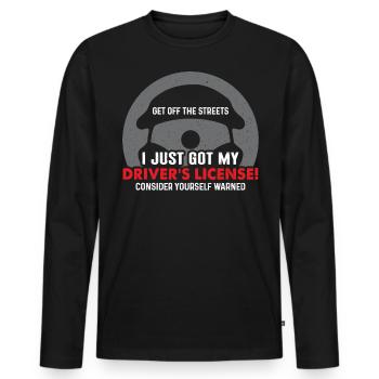 Permis de conduire - T-shirt manches longues Premium bio Homme - noir - Devant - Nico (187cm)