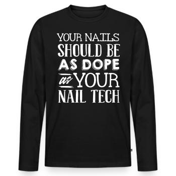Nail technician, Nail service, Nails, Nailstalon - Men's Premium Organic Long Sleeve Shirt - black - Front - Nico (187cm)