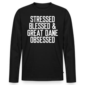 Grands Danois, Grands Danois - T-shirt manches longues Premium bio Homme - noir - Devant - Nico (187cm)