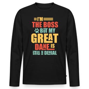 Grands Danois, Grands Danois - T-shirt manches longues Premium bio Homme - noir - Devant - Nico (187cm)