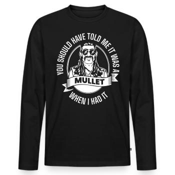 Vokuhila, Vokuhila hairstyle, hairstyle, - Men's Premium Organic Long Sleeve Shirt - black - Front - Nico (187cm)