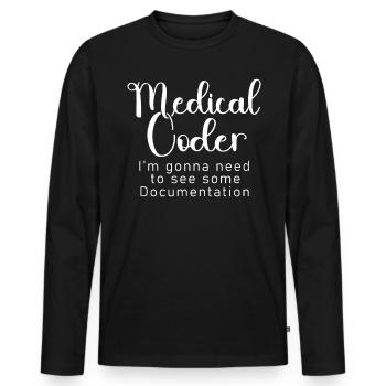 Medical Encoder Medical Programmer - Men's Premium Organic Long Sleeve Shirt - black - Front - Nico (187cm)