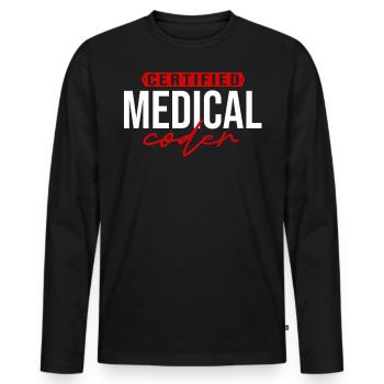 Medical Encoder Medical Programmer - Men's Premium Organic Long Sleeve Shirt - black - Front - Nico (187cm)