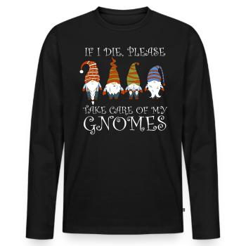 Gnome - Gnome Collecting - Gnome Collector - T-shirt manches longues Premium bio Homme - noir - Devant - Nico (187cm)