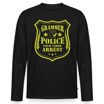 Grammar Police - English Teacher - Men's Premium Organic Long Sleeve Shirt - black - Front - Nico (187cm)