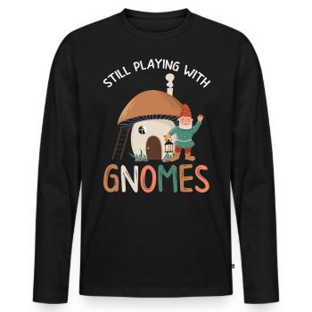 Gnome - Gnome Collecting - Gnome Collector - T-shirt manches longues Premium bio Homme - noir - Devant - Nico (187cm)