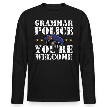 Grammar Police - English Teacher - Men's Premium Organic Long Sleeve Shirt - black - Front - Nico (187cm)