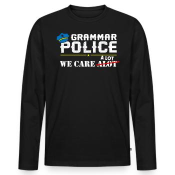 Grammar Police - English Teacher - Men's Premium Organic Long Sleeve Shirt - black - Front - Nico (187cm)