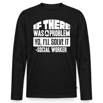 Travailleur social - T-shirt manches longues Premium bio Homme - noir - Devant - Nico (187cm)
