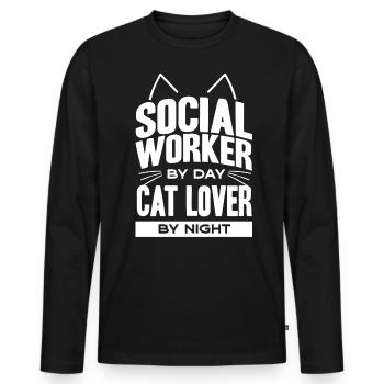 Travailleur social - T-shirt manches longues Premium bio Homme - noir - Devant - Nico (187cm)