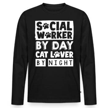 Travailleur social - T-shirt manches longues Premium bio Homme - noir - Devant - Nico (187cm)