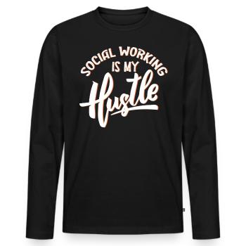 Travailleur social - T-shirt manches longues Premium bio Homme - noir - Devant - Nico (187cm)