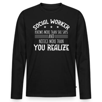 Travailleur social - T-shirt manches longues Premium bio Homme - noir - Devant - Nico (187cm)