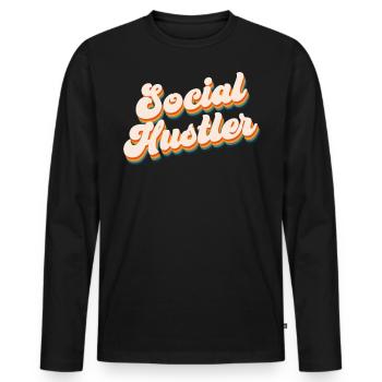 Travailleur social - T-shirt manches longues Premium bio Homme - noir - Devant - Nico (187cm)