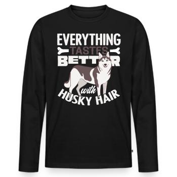 Husky sibérien - T-shirt manches longues Premium bio Homme - noir - Devant - Nico (187cm)