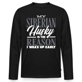 Sibirischer Husky - Männer Premium Bio Langarmshirt - Schwarz - Vorne - Nico (187cm)