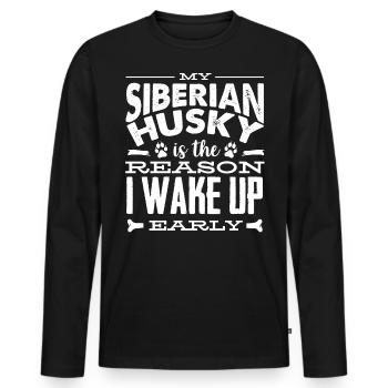 Sibirischer Husky - Männer Premium Bio Langarmshirt - Schwarz - Vorne - Nico (187cm)