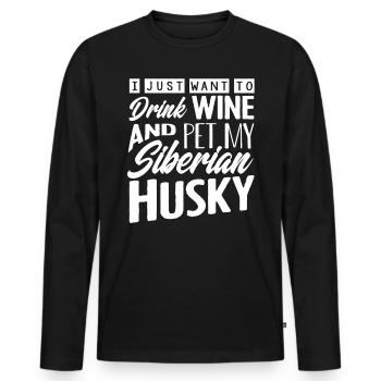 Sibirischer Husky - Männer Premium Bio Langarmshirt - Schwarz - Vorne - Nico (187cm)