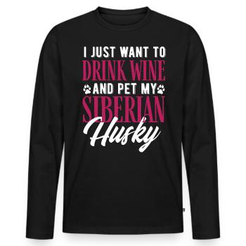 Sibirischer Husky - Männer Premium Bio Langarmshirt - Schwarz - Vorne - Nico (187cm)