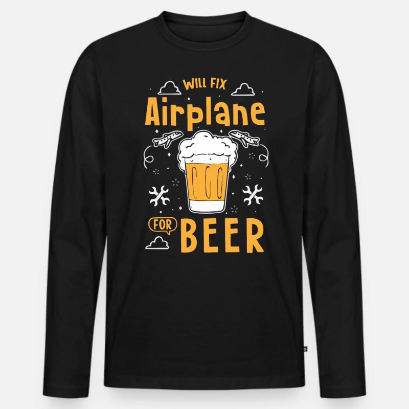 Flugzeugmechaniker - Männer Premium Bio Langarmshirt - Schwarz