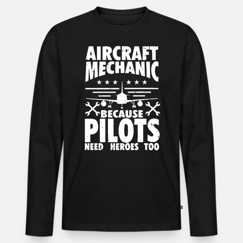 Flugzeugmechaniker - Männer Premium Bio Langarmshirt - Schwarz
