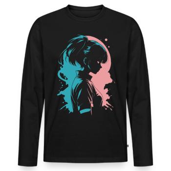 Discorde de l’esthétique : Silhouette de fille d’anime - T-shirt manches longues Premium bio Homme - noir - Devant - Nico (187cm)