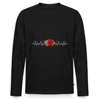 Accordéon Polka musique cadeau - T-shirt manches longues Premium bio Homme - noir - Devant - Nico (187cm)