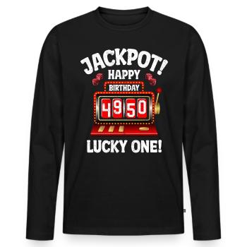 Happy 50th Birthday Bday Celebrant Slot Machine - Männer Premium Bio Langarmshirt - Schwarz - Vorne - Nico (187cm)