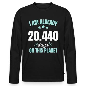 Déjà 20440 Jours sur Cette Planète 56ème Anniversaire - T-shirt manches longues Premium bio Homme - noir - Devant - Nico (187cm)