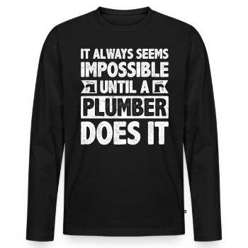 It Always Seems Impossible - Männer Premium Bio Langarmshirt - Schwarz - Vorne - Nico (187cm)