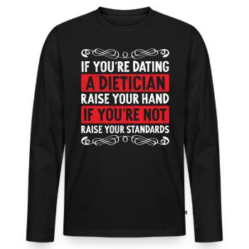 Si vous sortez avec un diététicien - T-shirt manches longues Premium bio Homme - noir - Devant - Nico (187cm)