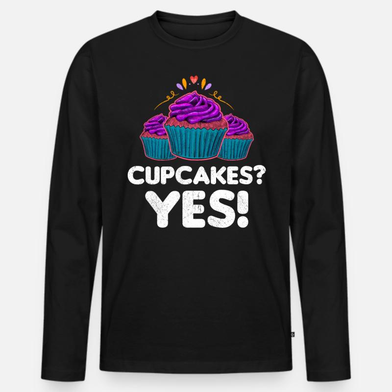 Cupcakes Yes - Männer Premium Bio Langarmshirt - Schwarz