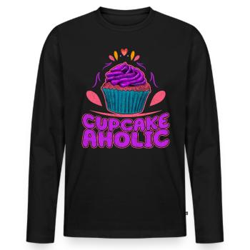 Cupcake Aholic Cupcake Addicted - Men's Premium Organic Long Sleeve Shirt - black - Front - Nico (187cm)