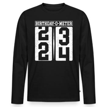 Birthday-O-Meter 24 Happy 24th Birthday Celebrant - Men's Premium Organic Long Sleeve Shirt - black - Front - Nico (187cm)