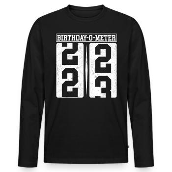 Birthday-O-Meter 23 Happy 23rd Birthday Celebrant - Men's Premium Organic Long Sleeve Shirt - black - Front - Nico (187cm)