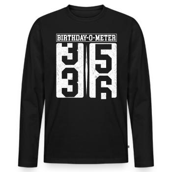 Birthday-O-Meter 36 Happy 36th Birthday Celebrant - Men's Premium Organic Long Sleeve Shirt - black - Front - Nico (187cm)