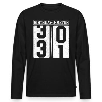 Birthday-O-Meter 31 Happy 31st Birthday Celebrant - Men's Premium Organic Long Sleeve Shirt - black - Front - Nico (187cm)