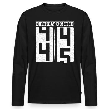 Birthday-O-Meter 45 Joyeux 45e anniversaire Célébrant - T-shirt manches longues Premium bio Homme - noir - Devant - Nico (187cm)